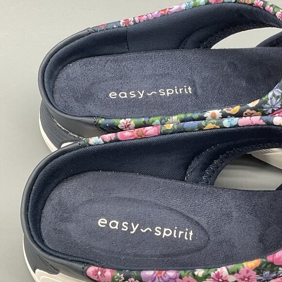 NEW Easy Spirit Women’s Traciee Floral Slide Sandals Dark Blue Size 6W - Picture 6 of 10